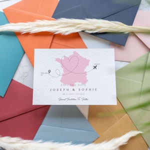 Im Ausland Hochzeit Save the Date, Ort Save the Date Karten, Hochzeit im Ausland, Reisen Save the Date, Strandhochzeit, Karte Ziel