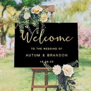 Wedding Welcome Sign, Black Sign, White Sign, Wedding Decor, Personalised Wedding Sign, Wedding Gift, Welcome Wedding Board