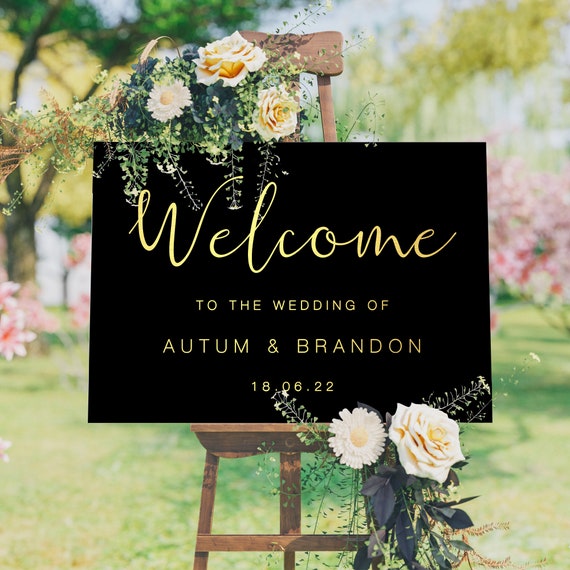 Wedding Welcome Sign, Black Sign, White Sign, Wedding Decor