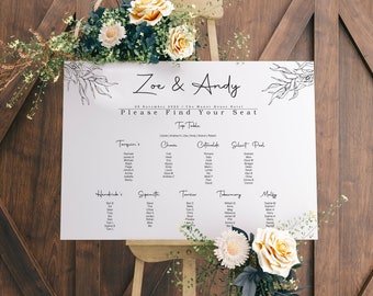 Plano de mesas para bodas, plano de asientos, plan de boda personalizado, letrero de boda, decoración de bodas, plano de asientos para eventos, tomen asiento, letrero grande