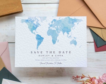 Map Destination Save The Date Card , Overseas Wedding, Abroad Invitations, Destination Save The Date, Greece, Italy, Any Location Invite