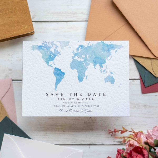 Map Destination Save The Date Card , Overseas Wedding, Abroad Invitations, Destination Save The Date, Greece, Italy, Any Location Invite