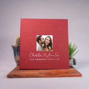 Personalisiertes großes Leinen Fotoalbum, selbstklebend mit Ärmeln, Paar, Erinnerungen, Reisen, Hochzeit, Jubiläum, Familie, Fotoalbum