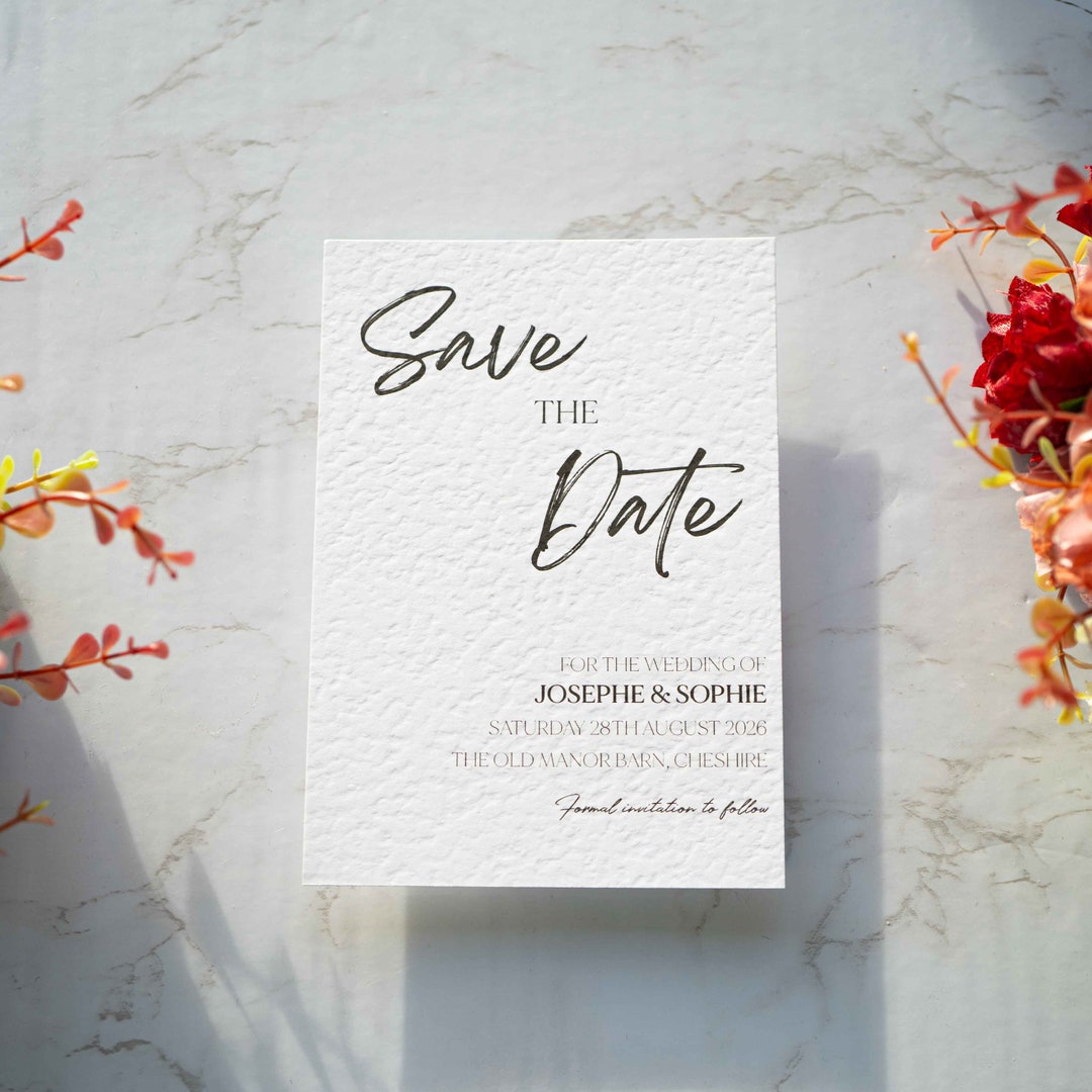Hammered Textured Save the Date, Premium Quality Wedding Invite