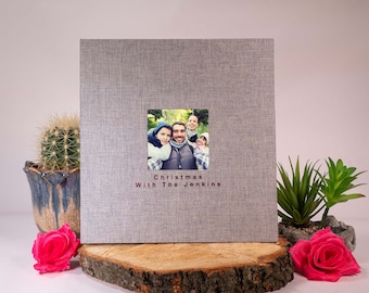 Personalised Large Linen Photograph Album, Self-adhesive with sleeves, Couple, Memories, Travel, Wedding, Anniversary, Family, Photo Album