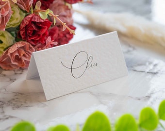 Tarjeta texturizada martillada, tarjetas de lugar premium, tarjeta de lugar minimalista para bodas, tarjetas de nombre de lugar de boda, tarjetas de lugar de nombre de invitado