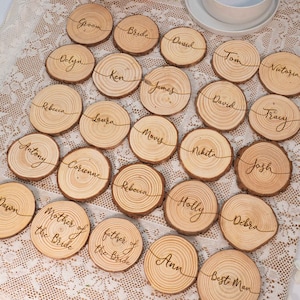 Personalised Place Names, Wedding Coasters, Wedding Place Setting, Wedding Favours, Table Decor, Rustic Wedding Table Seating image 4