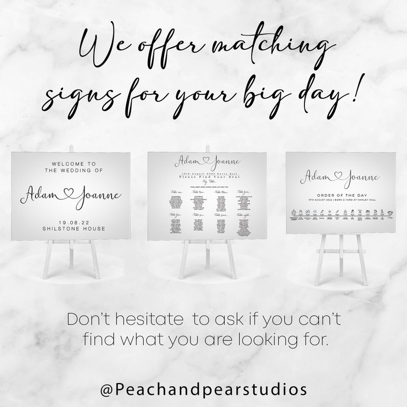 Wedding Welcome Sign, Heart Design, A1, A2, Wedding Decor, Personalised Wedding Sign, Wedding Gift, Welcome Wedding Board image 10
