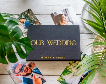 Black Linen Wedding Video Book, Digital Guest Book, Video Wedding Album, Interactive Wedding Book, Video Keepsake, Wedding Memories Book