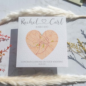 Carte de félicitations de mariage en terre cuite à cœur rouge, carte de carte personnalisée, ils ont dit que je fais la carte, carte de mariage personnalisée, carte de localisation de mariage