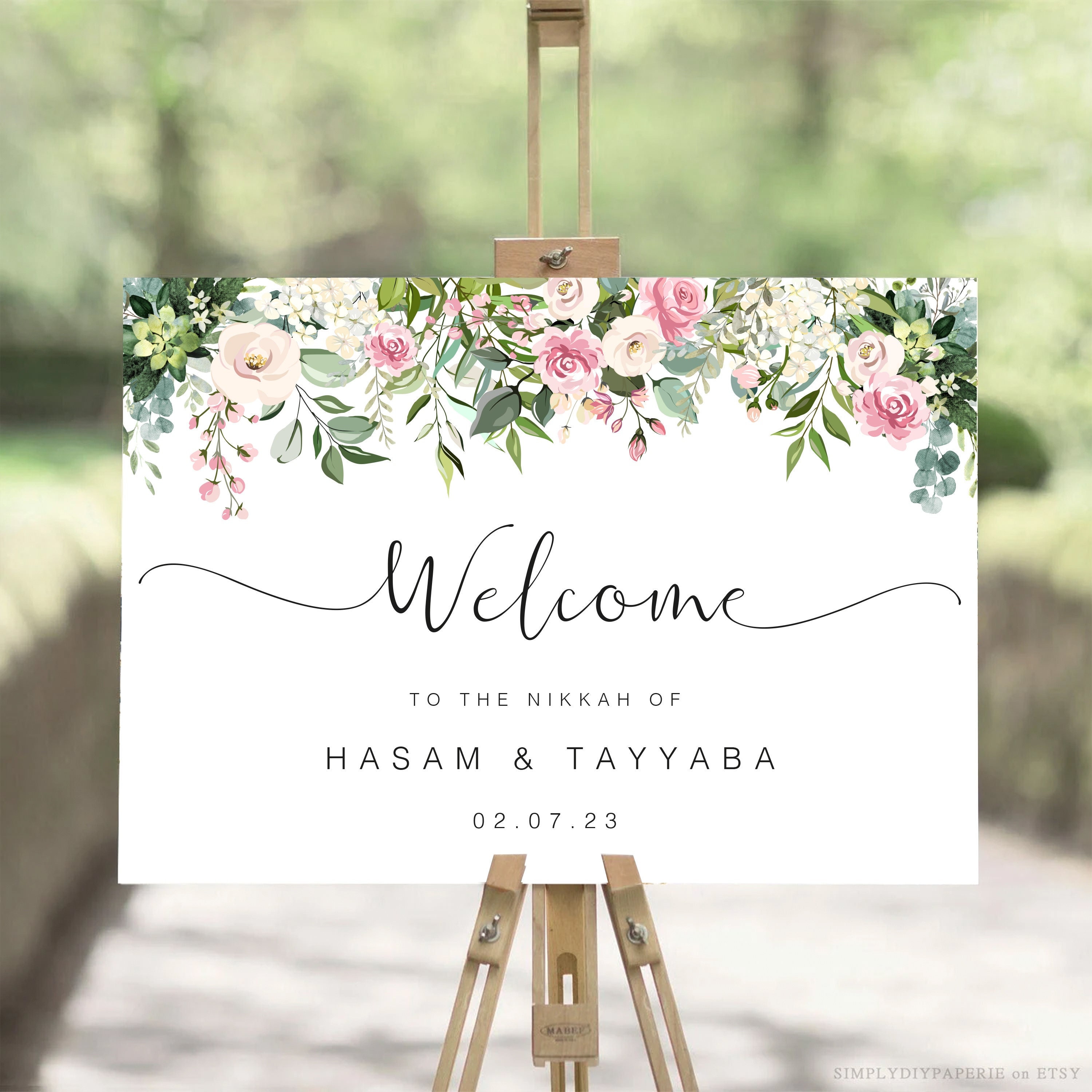 Floral Wedding Welcome Sign Digital Download (not a Psychical Sign