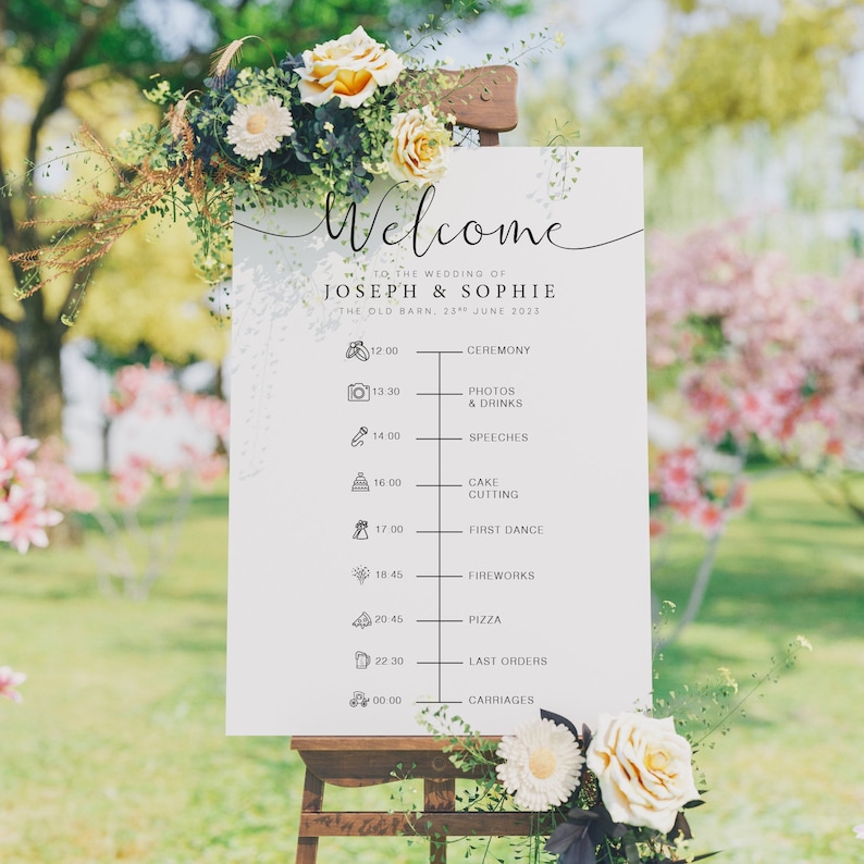 Portrait Order Of The Day Sign, Seating Chart, A1 Wedding Sign, Find Your Seat Sign, Order Of Service, Wedding Sign Table, Guest Chart image 1