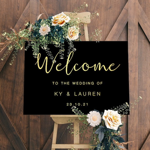 Wedding Welcome Sign, Black Sign, White Sign, Wedding Decor
