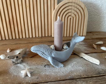 Maritime whale made of ceramic casting compound | Coastal decor & candle holder | Coastal decor | Whale decor | Handmade