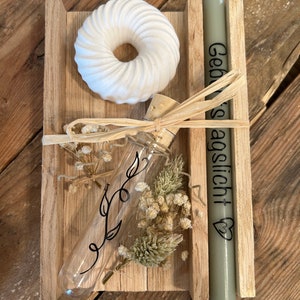 Geschenkset  Geburtstag, Gugelhupf- Kerzenhalter, Stil ,Pustekuchen, Happy Birthday, Alles Gute zum Geburtstag, Geburtstagslicht
