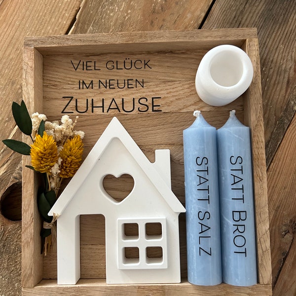 Zum Einzug, für das neue Zuhause ein Geschenkset  in Holzbox