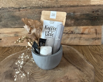 Gift set: Coffee in a mug with candle, coffee scoop, coffee is love in cups, for birthdays, for her, gift for women, gift for girlfriend