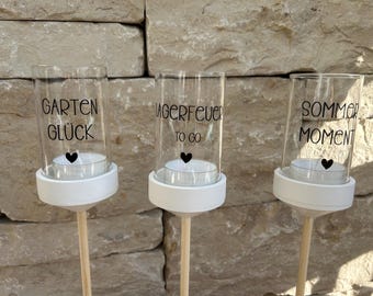 Garden torch with saying – lantern on a stick – various designs – outdoor candle holder for garden & balcony