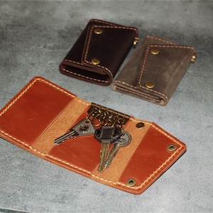 Leather Key Wallet Men, Handmade Personalized Leather Key Case, Key Wallet