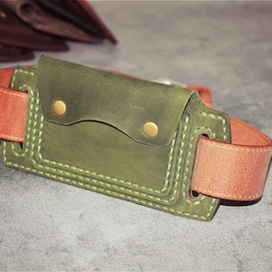 Cartera de cuero para cinturón/cartera pequeña de cuero/cartera de cuero para viaje/minicartera/cartera minimalista
