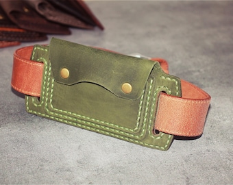 leather belt wallet/leather small wallet/travel leather wallet/mini wallet/minimalist wallet