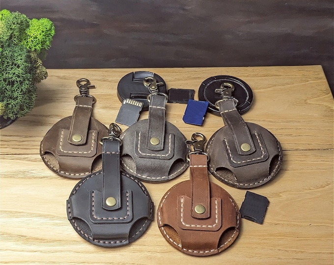 Leather Camera Lens Cap Case / Leather Camera Lens Cap Holder / Lens Cap Holder