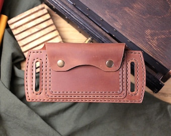 Leather Minimalist Card Holder/Leather waistband card wallet for men and women/Belt wallet for cards