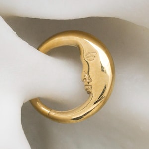 Halbmond Gesicht Seite Hoop / 16g Titan Hinged Hoop / Daith Conch Knorpel Helix Clicker Hoop / Septum / Gold Ohrring / handgemachter Schmuck(1)