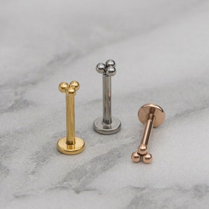 Titanium Micro Tiny Ball Stud / Threadless Push Pin Stud / Conch Helix Tragus Cartilage Piercing / Gold Earring / Steel Color(10)
