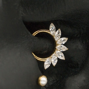 Sun blazing Cubic Hoop / Titanium Hoop / Daith Conch Cartilage Helix Clicker Hoop / Septum Nose Hoop / Gold Earring /Handmade Jewelry(10)