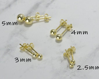 Kleine Gold Kugel Ohrstecker-92,5 Sterling Silber-14k leicht vergoldet Kugel Ohrringe-kleine Ohrringe-minimalistischer Schmuck