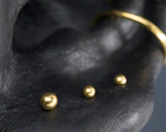 Titanium Tiny Ball Stud / Threadless Push Pin Stud /  2mm 3mm Tragus Helix Cartilage Conch / Gold Earring / Steel Color(20)