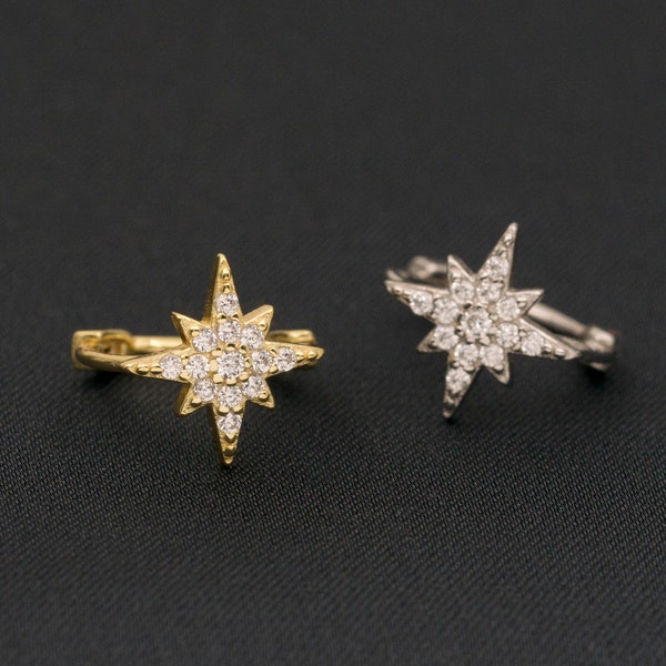 925 Silver Celestial Hoop Earrings / Huggie Hoops / Mini Hoop Earrings / 2nd and 3rd hole earring / Minimalist earrings / 100% 925 silver