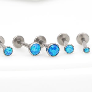 Minuscule punaise sans filetage bleu opale en titane / Lunette ronde 2 mm 3 mm 4 mm Cartilage Tragus Helix Conch Helix / Couleur acier(23)