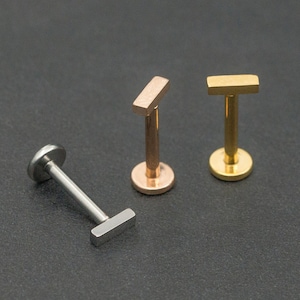 Micro Cube Delight Titanium Stud / Spillo a pressione senza filettatura / Piercing a forma di conchiglia, trago, cartilagine, elica / Orecchini in oro / Gioielli fatti a mano (22)