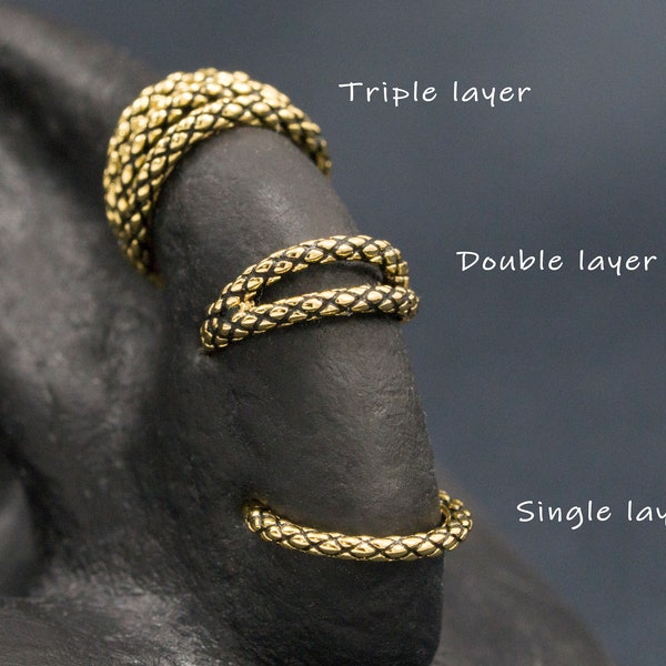 16G Snake Skin Seamless Hoop / Helix Cartilage Conch Hoop Piercing / Clicker Hoop / Nose Hoop / Hinged Segment / Gold earrings