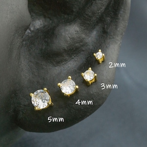 1 Pair 925 Silver Four Prong Stud Earrings / Minimalist earrings / Stacking earrings / Second hole earrings / Gold earrings / Rose gold(36)