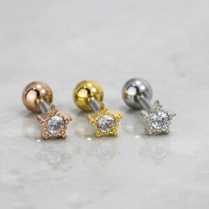 316L Tiny Star cubic piercing - Dainty piercing -  Tiny earrings - Cartilage earrings - CZ stud - Helix - Conch(7)