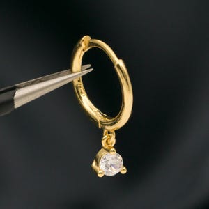 Cubic Drop Hoop Earrings / Huggie Hoops / Mini Hoop Earrings / 1 Pair earring / Minimalist earrings / Gold Earring(32)