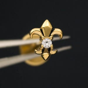 Fleur-de-Lis svarttvättad piercing: Trådlösa antika silverfärgade brosksmycken