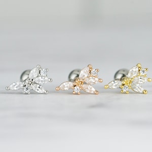 Blätter Helix Ohrring, Conch Ohrring, Blätter Knorpelohrring, Tragus Piercing, vorne Helix Ohrring, flach Piercing 16G(7)