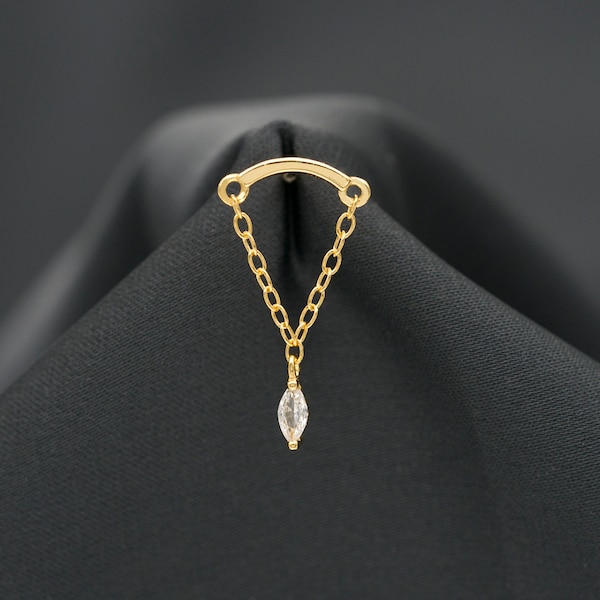 Pendiente de cadena de hélice de plata 925: pendiente colgante de circonita cúbica