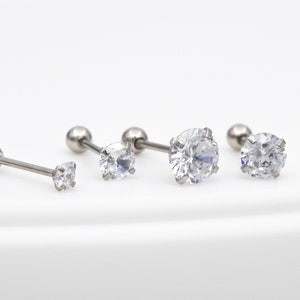 16G 20G 316L Surgical Steel 3mm 4mm 5mm 6mm White Cubic Zirconia / 6mm 8mm Bar Ball end / Tragus Cartilage Ear Piercing Stud(11)