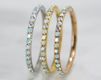 16G 20G Fire&Snow Opal AB Seamless Hoop / 316L Surgical Steel / Helix Cartilage Traugs Daith Conch Hoop / Nose Hoop /Rose gold PVD(2)