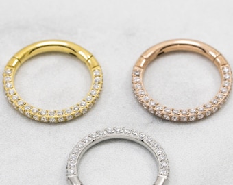 Drei Seiten Pave Cubic Zirkonia Seamless Hoop: Chirurgenstahl Tragus, Helix, Conch