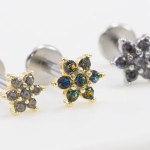 Vitrail medium Cubic Flower Piercing / Three Color Cubic Flower Cartilage Conch Tragus Piercing / External Threaded Piercing(13)