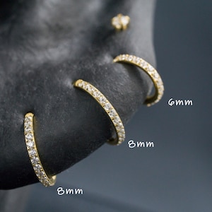 16G 18G 20G White Cubic Seamless Hoop / 316L Surgical Steel / Helix Cartilage Conch Tragus Daith Piercing / Handmade Jewelry / Nose Hoop(18)