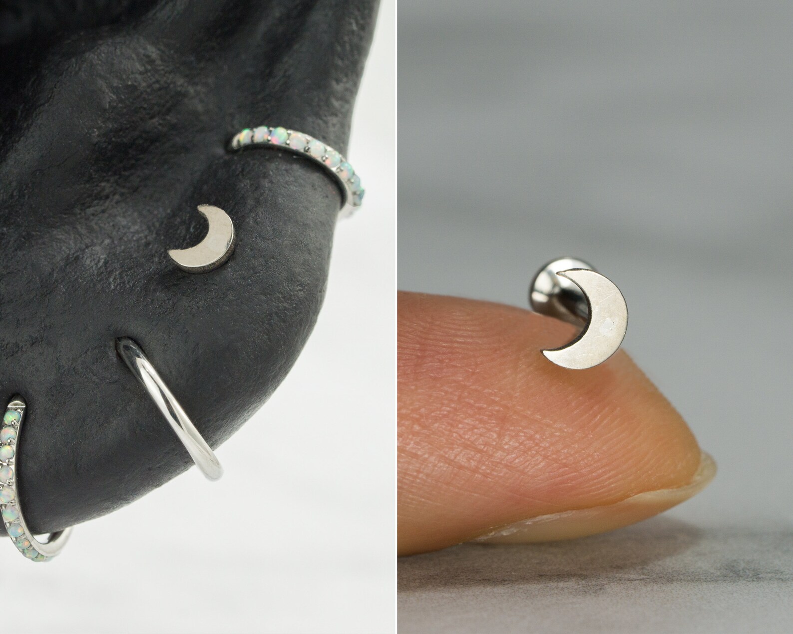 16G IMPLANT GRADE Crescent moon Piercing / Crescent moon Etsy