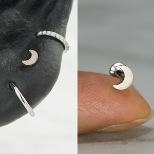 16G IMPLANT GRADE Crescent moon Piercing / Crescent moon Cartilage Conch Tragus Piercing / Internally Threaded Piercing