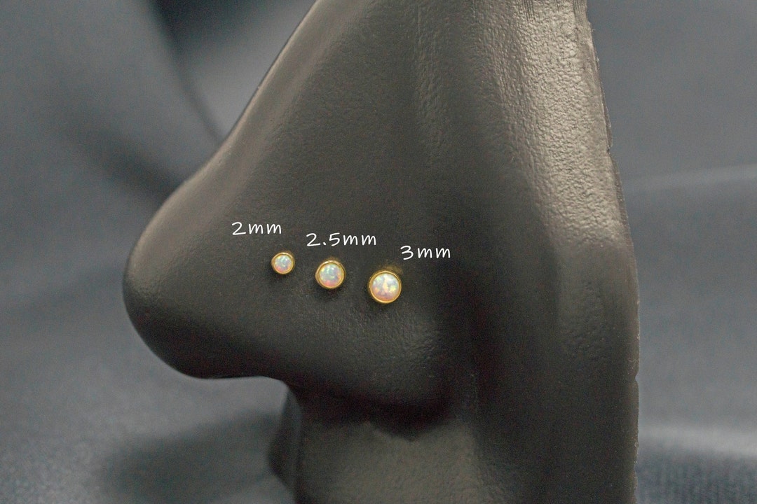4 Pc Pre Packaged Opal Set 316L Surgical Steel L Bend Nose Stud Rings Bonus Pack